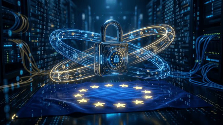 VPN weryfikacja wieku — kłódka cyfrowa na tle flagi Unii Europejskiej