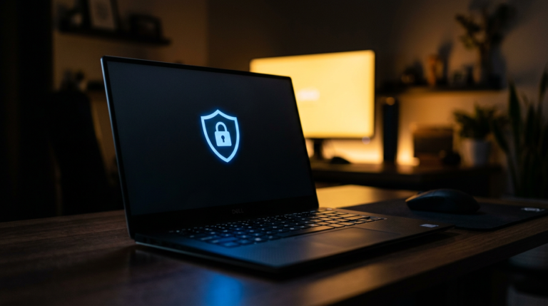 Ekran startowy komputera z symbolem zabezpieczeń Secure Boot